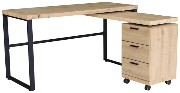PÍSACÍ STÔL, čierna, farba duba, 140/60/76 cm Venda - Kancelárske stoly