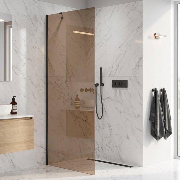CERANO - Sprchová zástena Walk-in Onyx YL/P - 8 mm - čierna matná, bronzové sklo - 50x200 cm