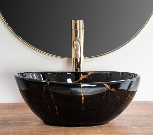 Umývadlo na dosku Rea Sofia Mini Black Marble Shiny