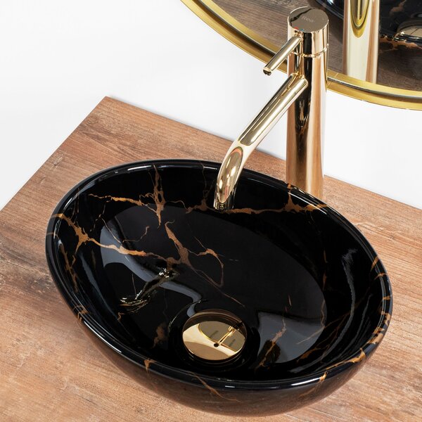 Umývadlo na dosku Rea Sofia Mini Black Marble Shiny
