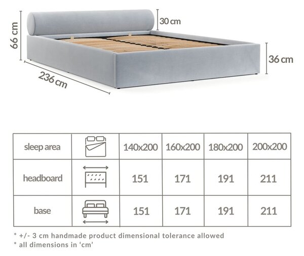 Svetlohnedá čalúnená dvojlôžková posteľ s úložným priestorom s roštom 160x200 cm Solvo – Maison de Rêve