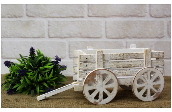 Drevená dekorácia vintage - Voz rebriňák 22cm