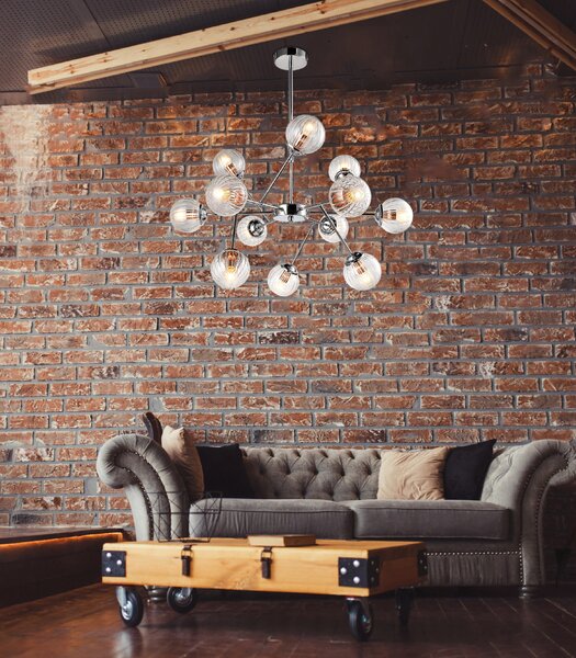 Chrómový závesný luster Best pre žiarovku 12x E14 – LED lustre a svietidlá > Kolekcie svietidiel > Kolekcia svietidiel BEST