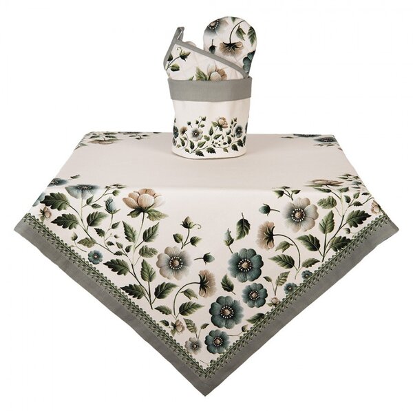 Béžová bavlnená chňapka - rukavice s kvetmi Gently Blooming - 18*30 cm - Clayre & Eef