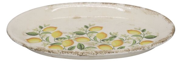 Béžový antik keramický podnos s kvetmi Fleurville - 25*18*2 cm - Chic Antique