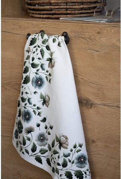 Béžová bavlnená utierka s kvetmi Gently Blooming - 50*70 cm - Clayre & Eef