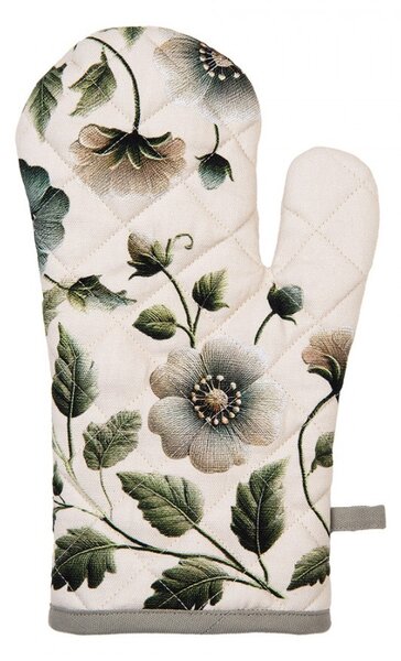 Béžová bavlnená chňapka - rukavice s kvetmi Gently Blooming - 18*30 cm - Clayre & Eef
