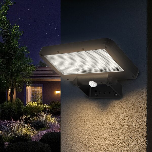 SOLIGHT LED solárne osvetlenie so senzorom 5W 500lm 4000K Li-Ion, čierna