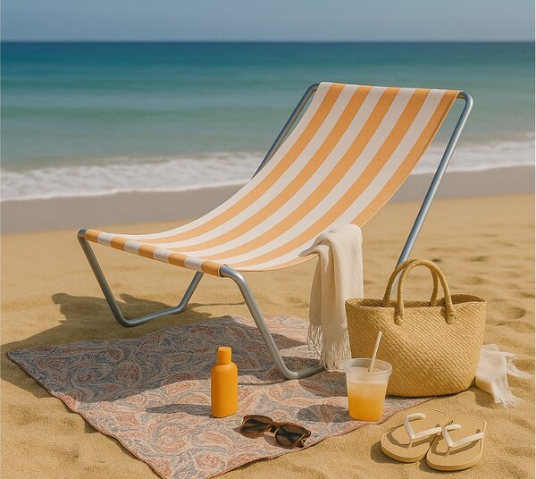 Skladacie plážové ležadlo SAND, oranžové pruhy