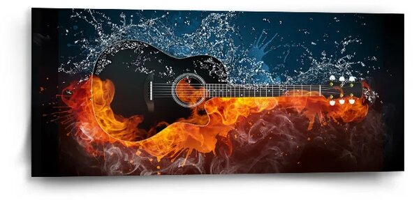 Sablio Obraz Ohnivá gitara - 110x50 cm