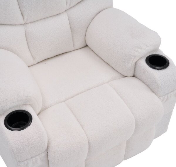 Masážne elektrické relaxačné polohovacie kreslo s podnožou biele (k406738)