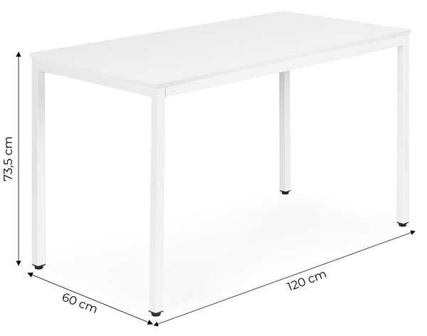 ModernHome Jedálenský kuchynský stôl pre 4-5 osôb počítačový stôl 120x60 cm biely