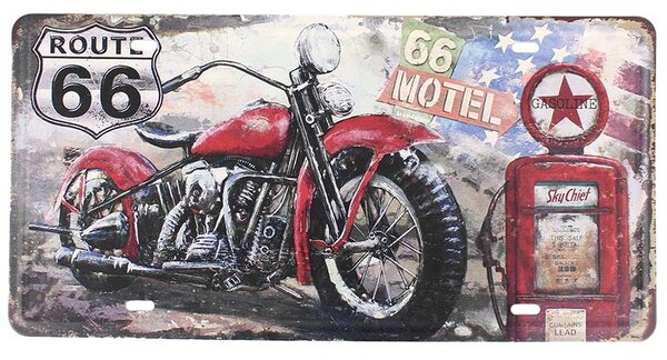 Tabula plechová Route 66 30x15 (Retro dekorácia)