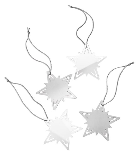 Opakovane použiteľné menovky na darčeky Star Silver – set 4 ks