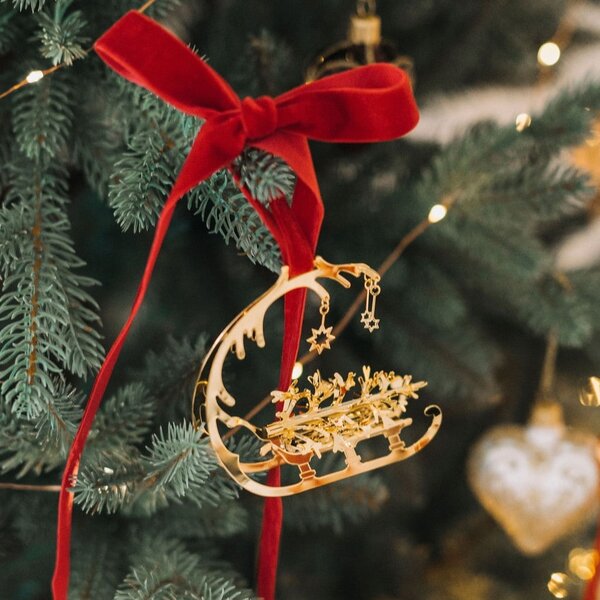 Pozlátená vianočná ozdoba Sleigh – špecialna edícia