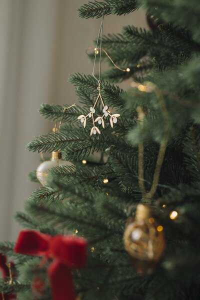 Kovová vianočná ozdoba Mistletoe Golden