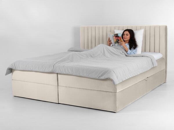 Čalúnená boxspring posteľ Lamella - krémová Rozmer: 140x200