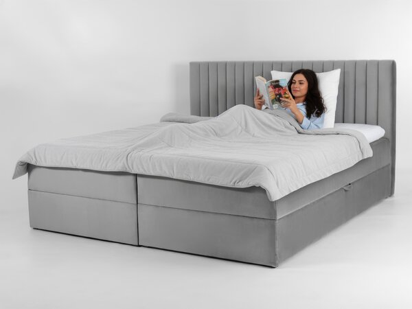 Čalúnená boxspring posteľ Lamella - sivá Rozmer: 140x200