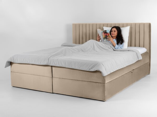 Čalúnená boxspring posteľ Lamella - béžová Rozmer: 160x200