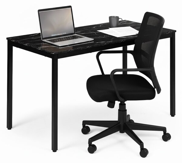 Jedálenský kuchynský stôl pre 4-5 osôb počítačový stôl 120x60 cm čierny mramor ModernHome