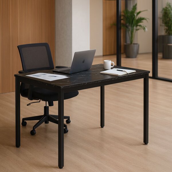 Jedálenský kuchynský stôl pre 4-5 osôb počítačový stôl 120x60 cm čierny mramor ModernHome