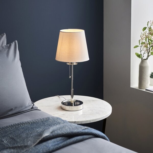 Endon 99596 - Stolná lampa 1xE27/10W/230V biela/lesklý chróm