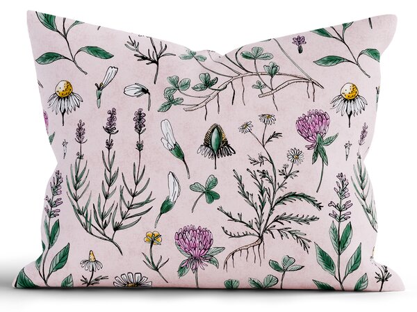 Bavlnená obliečka na vankúš Renforcé 70 × 90 cm - Herbár púdrový