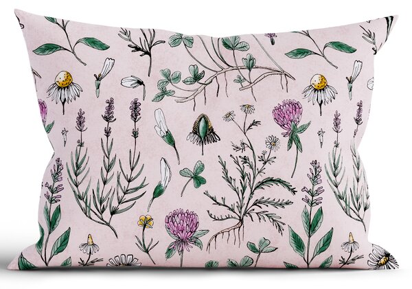 Bavlnená obliečka na vankúš Renforcé 40 × 60 cm - Herbár púdrový