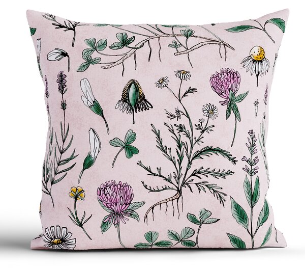 Bavlnená obliečka na vankúš Renforcé 40 × 40 cm - Herbár púdrový
