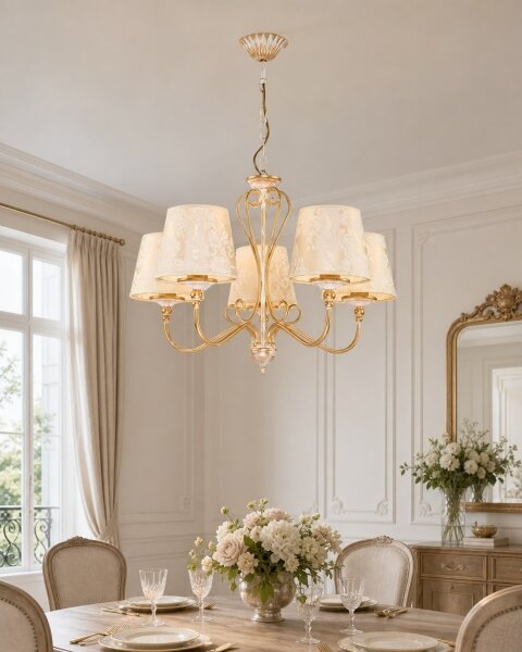 Brilagi - Luster na reťazi SONIA 5xE27/15W/230V pr. 64 cm krémová/patina