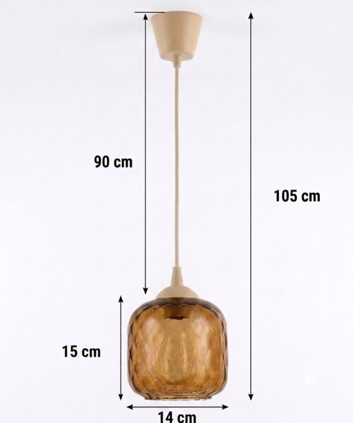 Brilagi - LED luster na lanku R GLASS 1xE27/60W/230V priemer 14 cm béžová/dymovo-hnedá