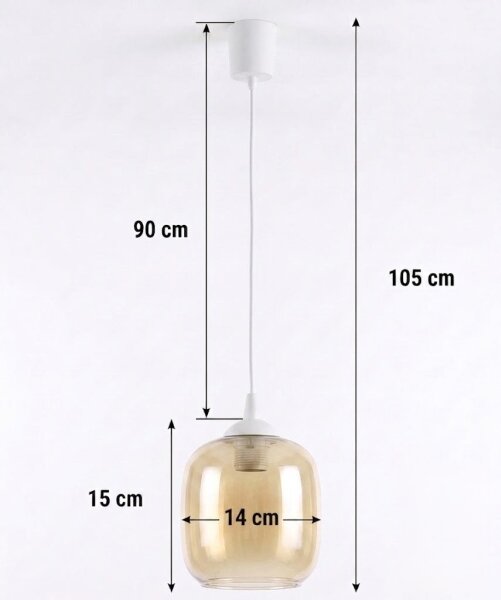 Brilagi - LED luster na lanku R GLASS 1xE27/60W/230V pr. 14 cm biela/dymová hnedá