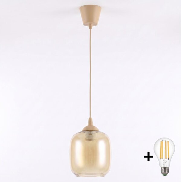 Brilagi - LED luster na lanku R GLASS 1xE27/60W/230V pr. 14 cm béžová/dymová hnedá