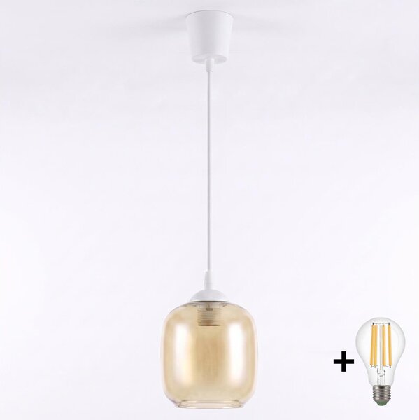 Brilagi - LED luster na lanku R GLASS 1xE27/60W/230V pr. 14 cm biela/dymová hnedá