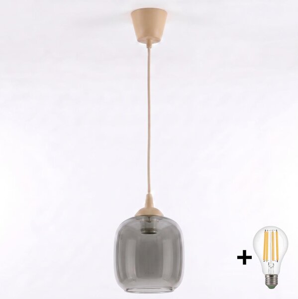 Brilagi - LED luster na lanku R GLASS 1xE27/60W/230V pr. 14 cm béžová/dymovo šedá