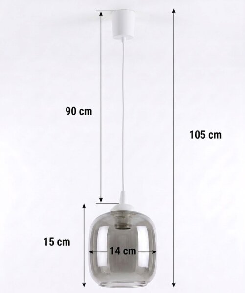Brilagi - LED luster na lanku RETRO GLASS 1xE27/60W/230V pr. 14 cm biela/dymová sivá