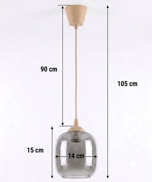 Brilagi - LED luster na lanku R GLASS 1xE27/60W/230V pr. 14 cm béžová/dymovo šedá