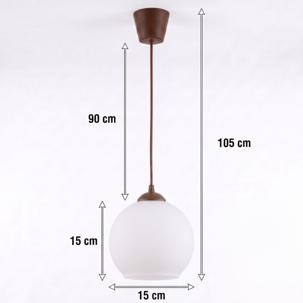 Brilagi - LED luster na lanku RETRO GLASS 1xE27/60W/230V pr. 15 cm hnedá/biela