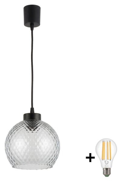 Brilagi - LED závesné svietidlo na lanku R GLASS 1xE27/60W/230V priemer 25 cm čierna/dymová sivá