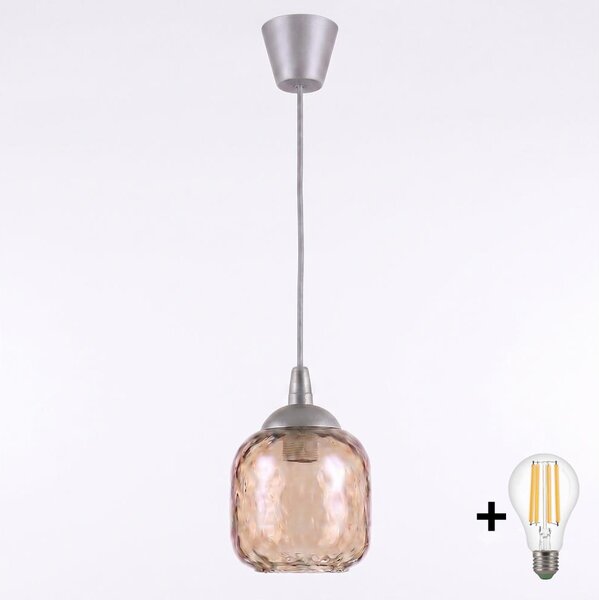 Brilagi - LED luster na lane GLASS 1xE27/60W/230V priemer 14 cm strieborná/dymovo-hnedá