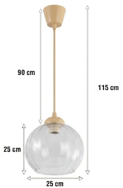 Brilagi - LED luster na lanku RETRO GLASS 1xE27/60W/230V pr. 25 cm béžová/číra