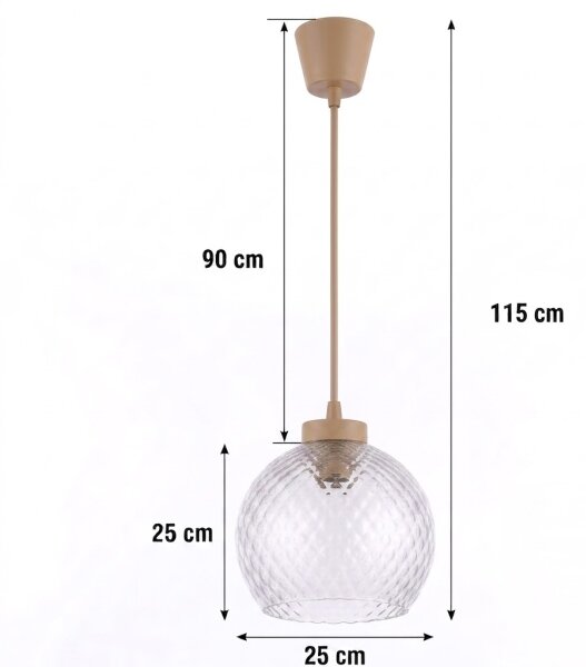 Brilagi - LED luster na lanku R GLASS 1xE27/60W/230V priemer 25 cm béžová/dymovo-sivá