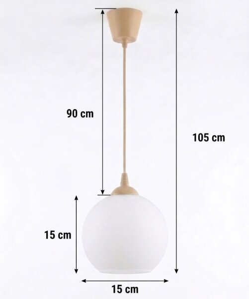 Brilagi - LED závesný luster na lanku RETRO GLASS 1xE27/60W/230V pr. 15 cm béžová/biela