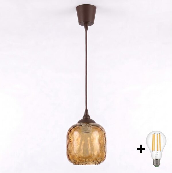 Brilagi - LED luster na lanku R GLASS 1xE27/60W/230V pr. 14 cm hnedá/dymová hnedá