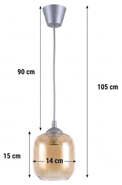 Brilagi - LED luster na lanku GLASS 1xE27/60W/230V pr. 14 cm strieborná/dymovo-hnedá