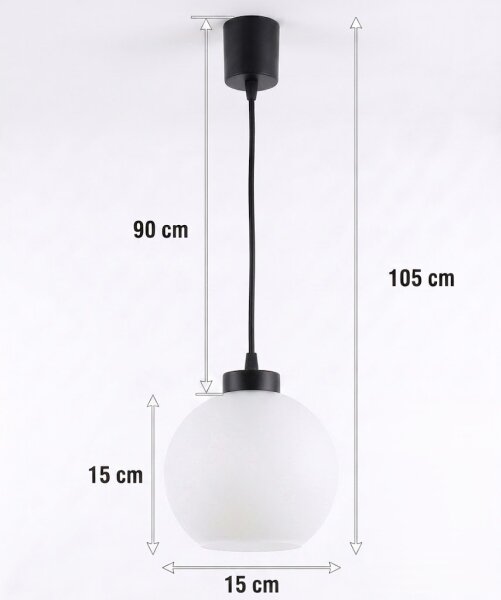 Brilagi - LED luster na lanku RETRO GLASS 1xE27/60W/230V pr. 15 cm čierna/biela