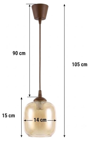Brilagi - LED luster na lanku R GLASS 1xE27/60W/230V pr. 14 cm hnedá/dymovo-hnedá