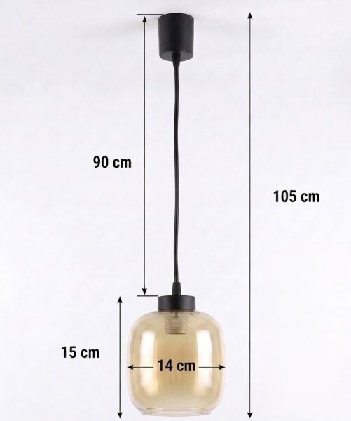Brilagi - LED luster na lanku R GLASS 1xE27/60W/230V pr. 14 cm čierna/dymová hnedá