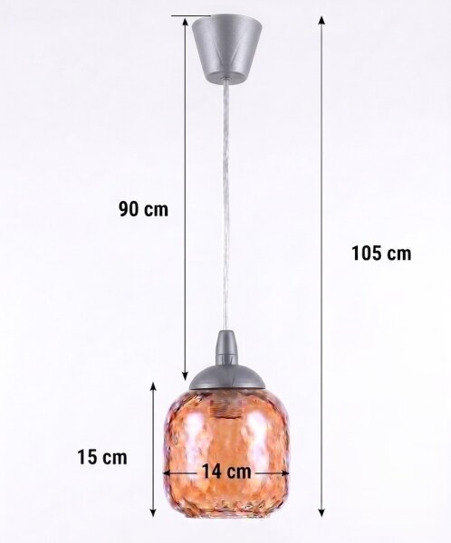 Brilagi - LED luster na lane GLASS 1xE27/60W/230V priemer 14 cm strieborná/dymovo-hnedá