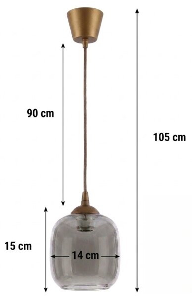 Brilagi - LED luster na lanku R GLASS 1xE27/60W/230V pr. 14 cm hnedá/dymová sivá